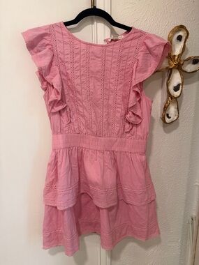 Chelsea & Violet Rose Pink Eyelet Ruffle Tiered Dress